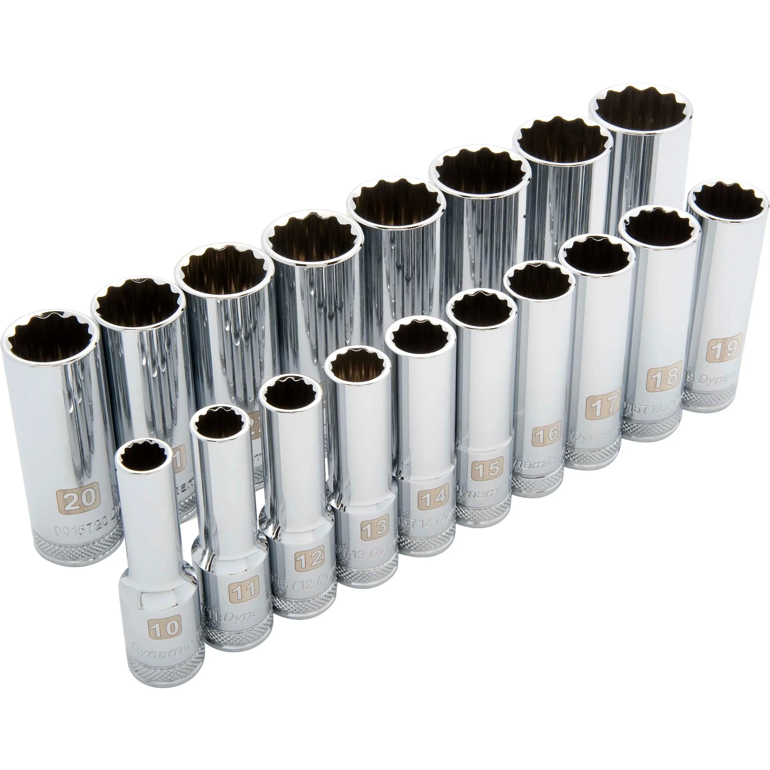 12-Point Standard Metric Socket Set - 1/2" Drive - 18 Piece