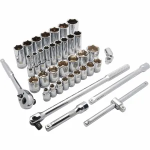 1/2" Drive 38pc 6-Point Standard/Deep SAE Socket Set, 3/8" - 1-5/16"