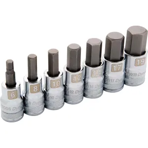 1/2" Drive 7pc Metric Standard Hex Socket Set, 6mm - 19mm