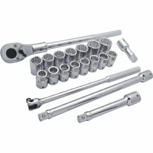 3/4" Drive 20pc 12-Point Standard Metric Socket Set, 19mm - 36mm