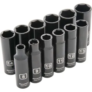 3/8" Drive 12pc 6-Point Metric Deep Impact Socket Set, 8mm - 19mm