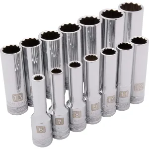 3/8" Drive 14pc 12-Point Deep Metric Socket Set, 6mm - 19mm