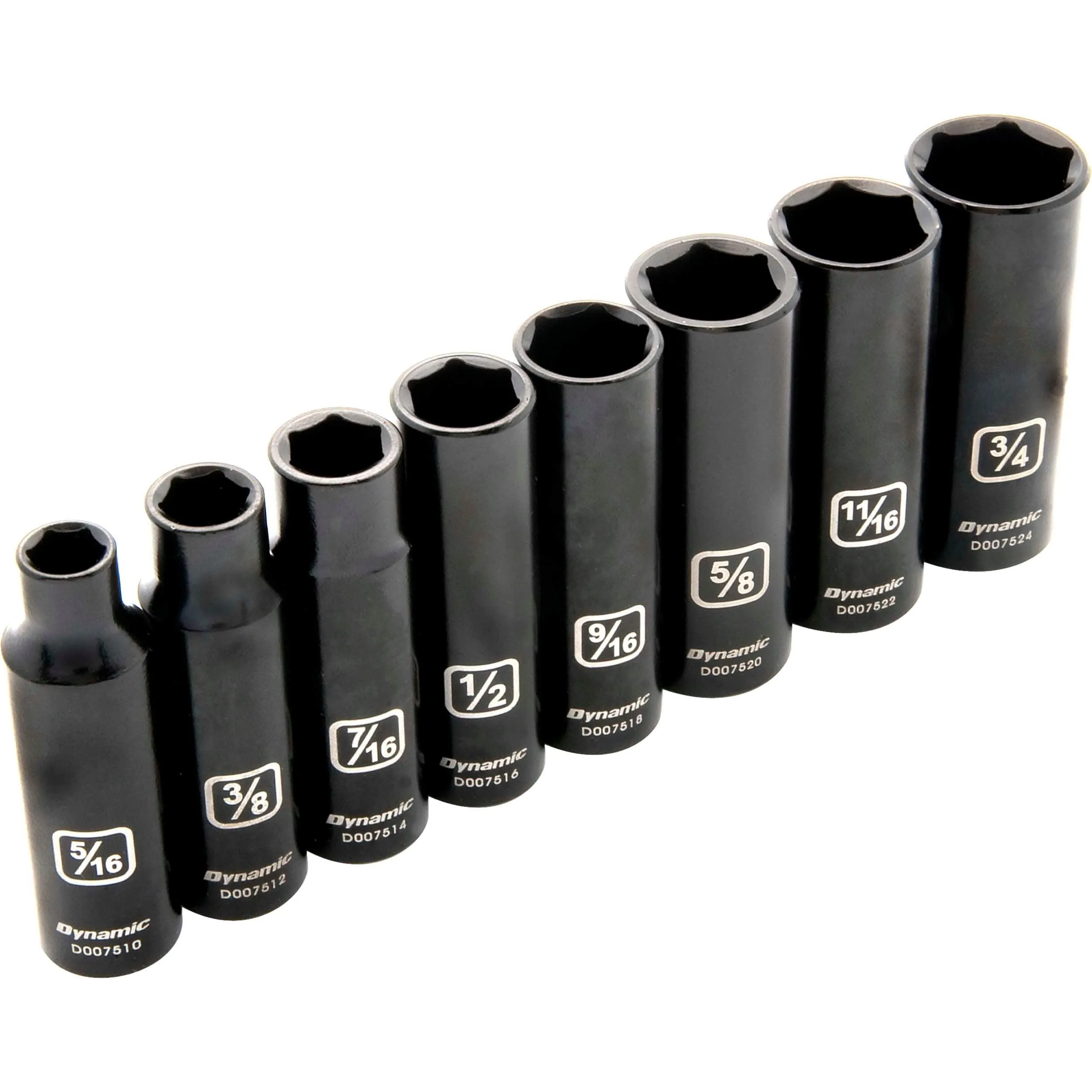 3/8" Drive 8pc 6-Point SAE Deep Impact Socket Set, 5/16" - 3/4"