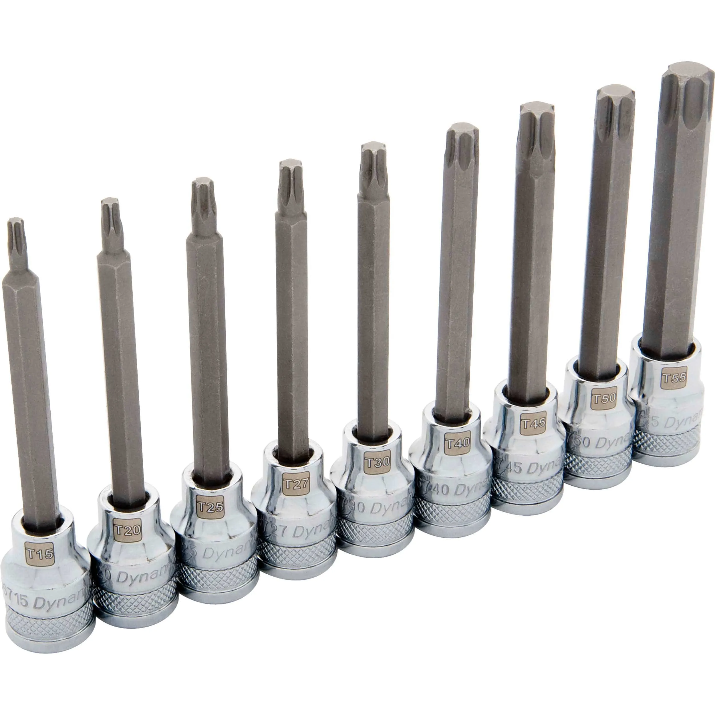 3/8" Drive 9pc Long Torx Socket Set, T15 - T55