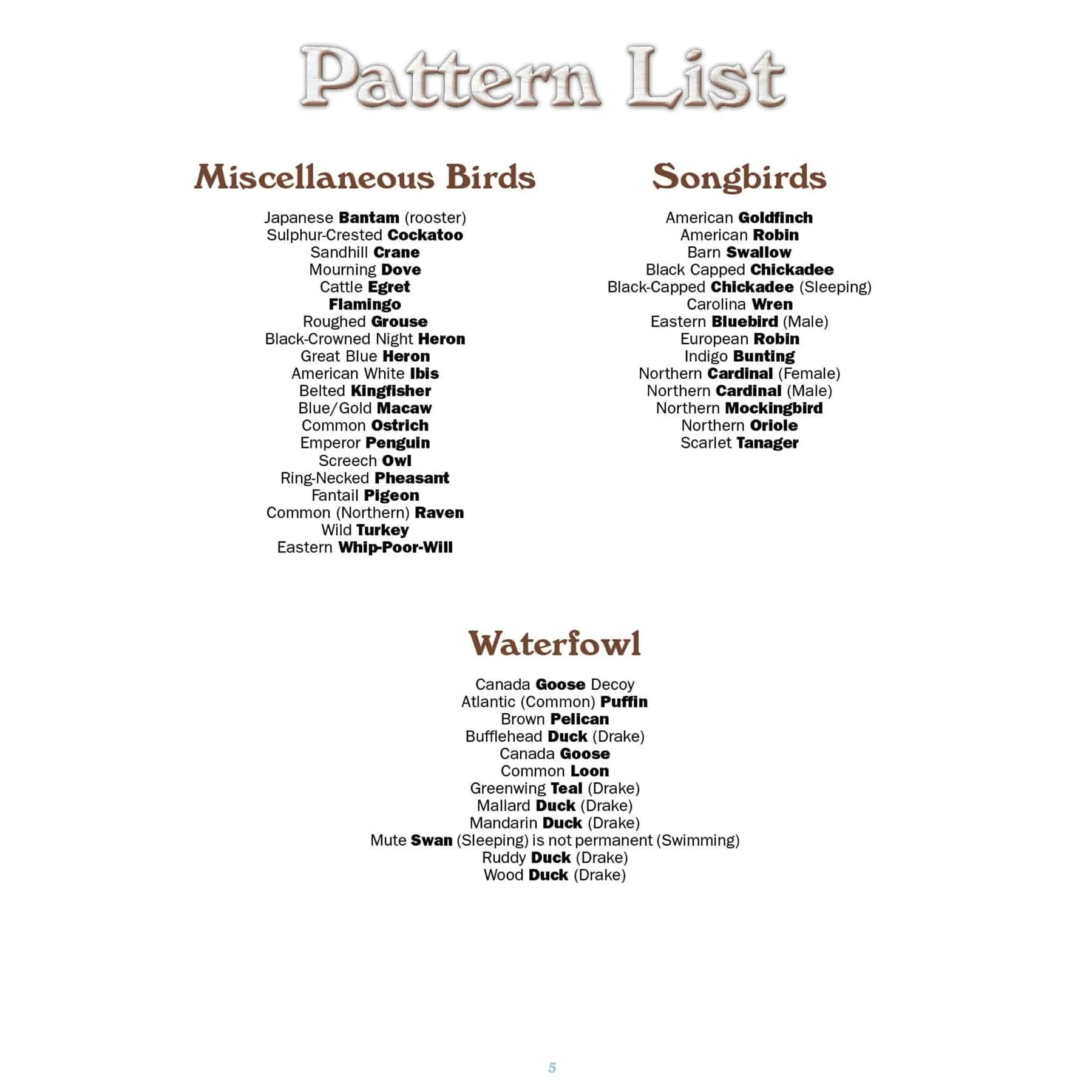 50 Bird Carving Patterns