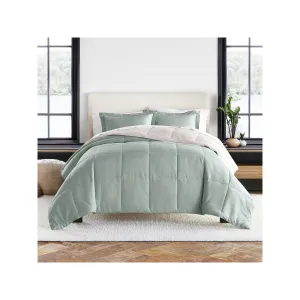 Casual Comfort Solid Reversible Lightweight Down Alternative Comforter Set - Eucalyptus Natural