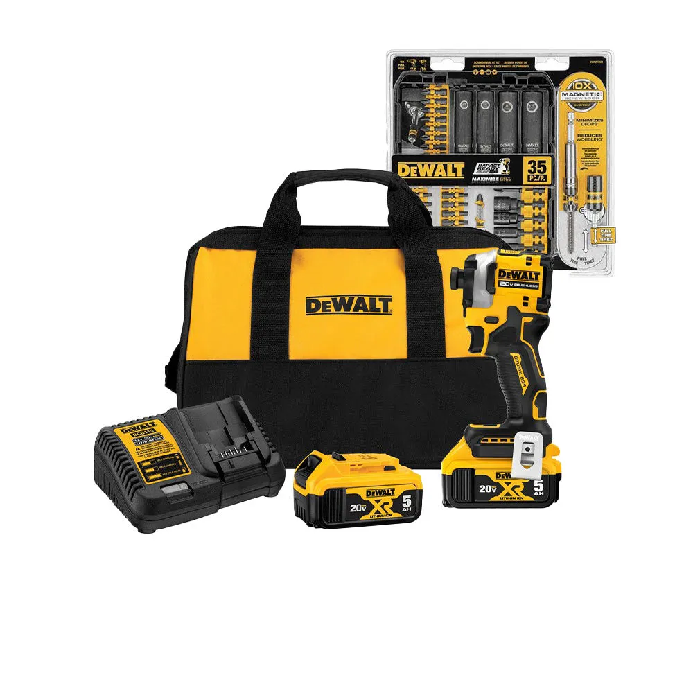 DeWALT DCF850P2-KIT 20V Atomic Impact Driver Kit w/ 35 Piece Screwdriver Set