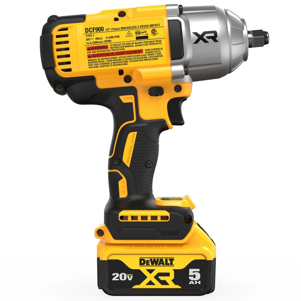 DeWALT DCF900P1 20V MAX XR 1/2" High Torque Impact Wrench w/ Hog Ring Anvil