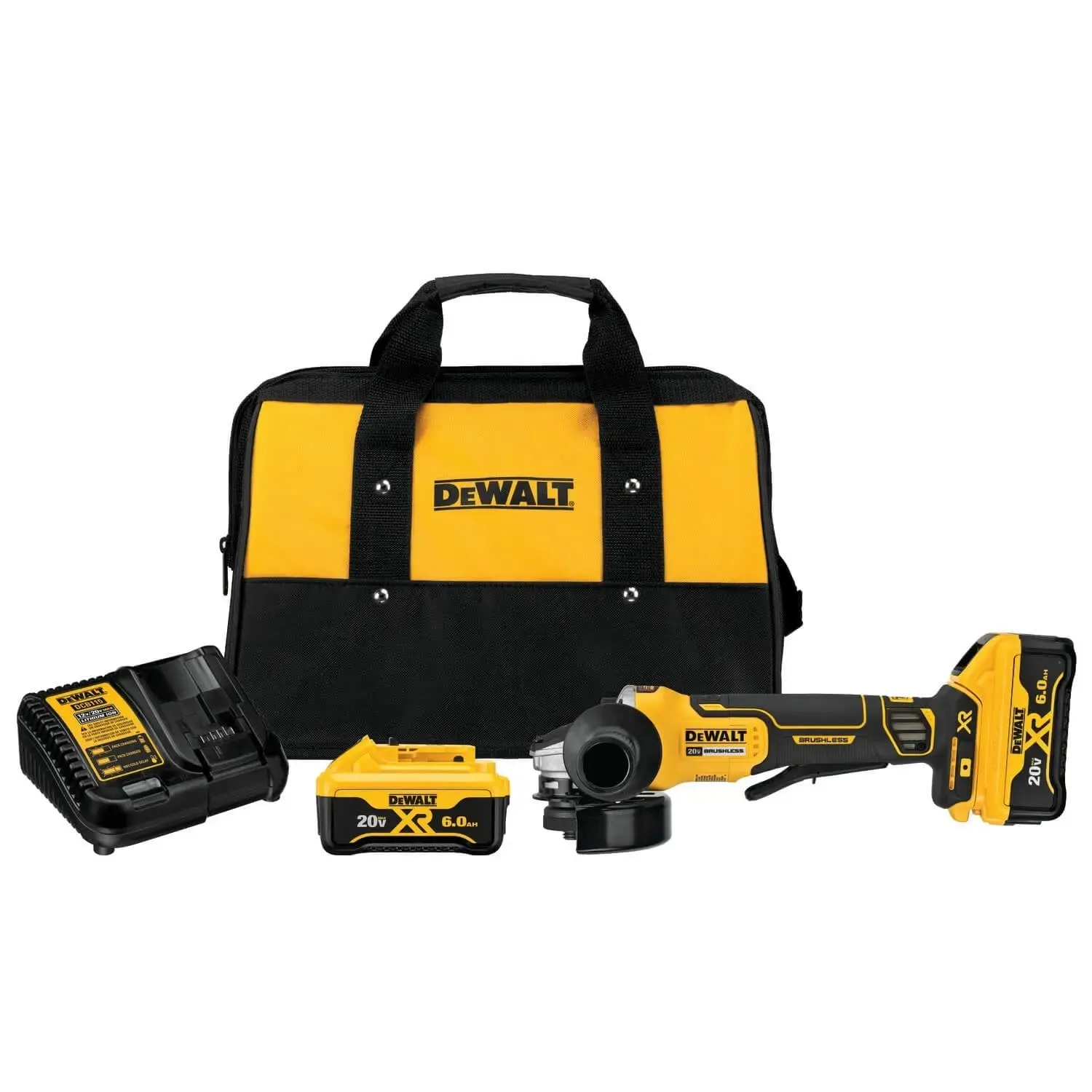 DEWALT DCG413R2-20V MAX* XR Angle Grinder Tool Kit, 4-1/2-Inch, Paddle Switch with Kickback Brake