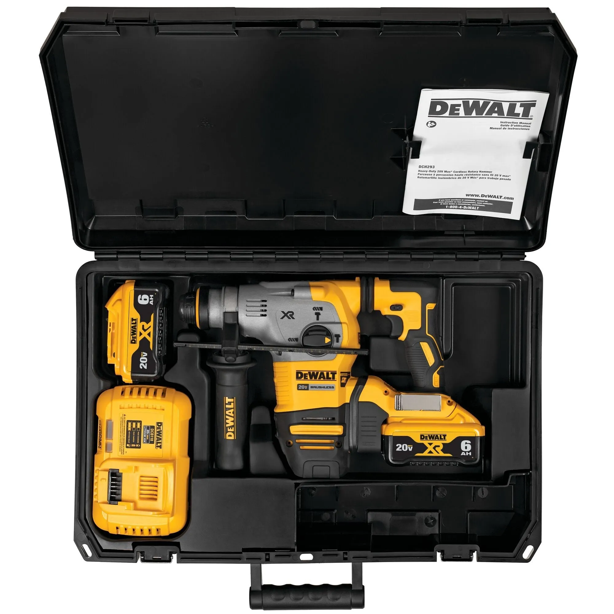 DEWALT DCH293R2-20V Max Xr Rotary Hammer, SDS Plus Kit, 1-1/8-Inch
