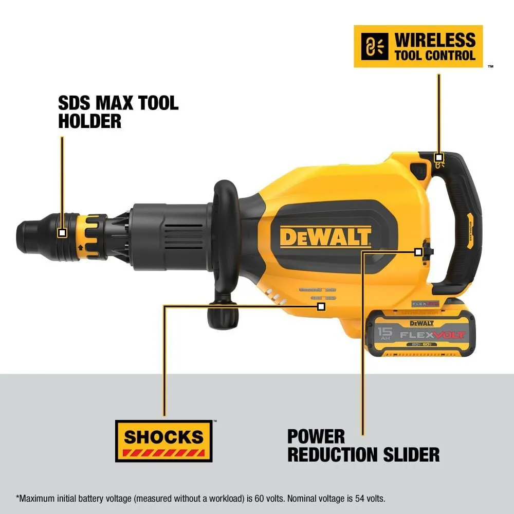 DEWALT DCH911Z2-60V 27 Lbs. SDS MAX Inline Chipping Hammer Kit
