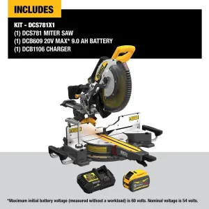 DEWALT DCS781X1-12" 60V Sliding Miter Saw (9.0Ah)