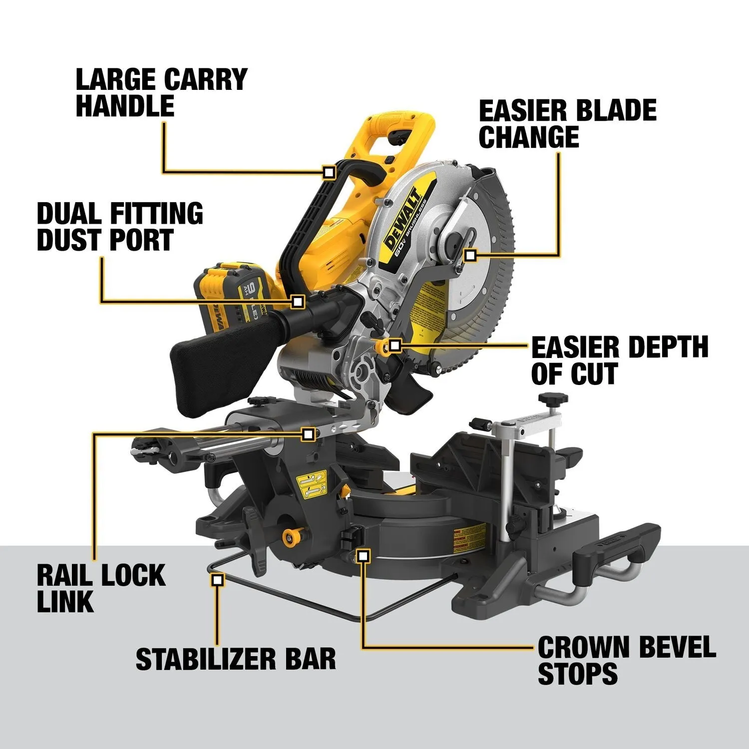 DEWALT DCS781X1-12" 60V Sliding Miter Saw (9.0Ah)