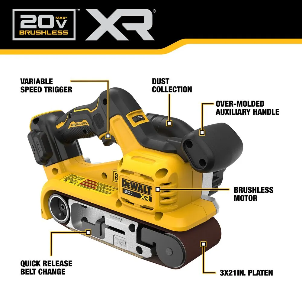 DeWALT DCW220B 20V 3x21" Cordless Belt Sander - Bare Tool
