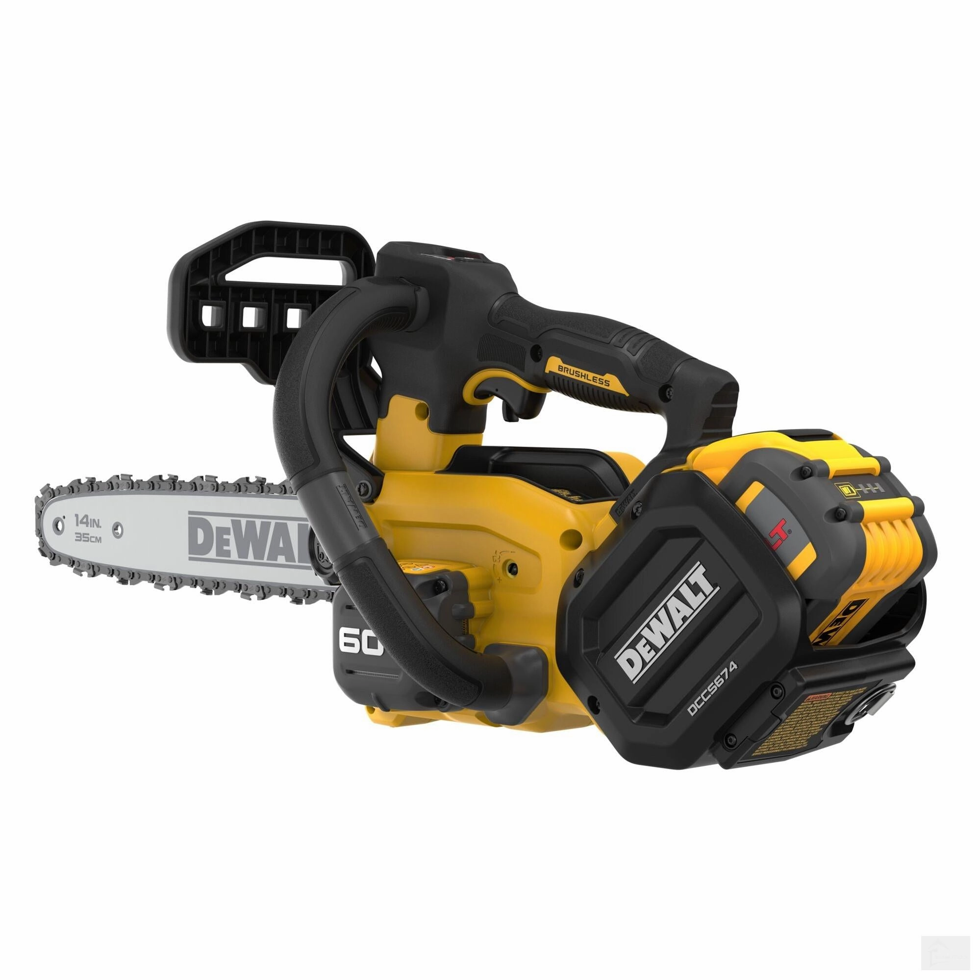 Dewalt 60V MAX* 14 in. Brushless Cordless Top Handle Chainsaw Kit (DCCS674X2-CA)