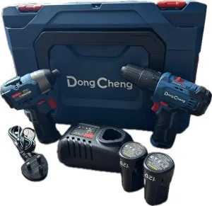 DONG CHENG 12V DCJZ23-10I DCPL04-8 Cordless Brushless Impact Driver   Brushless Hammer Drill Set (Combo Kit) (No Warranty) | Model : D-DCKIT25EK