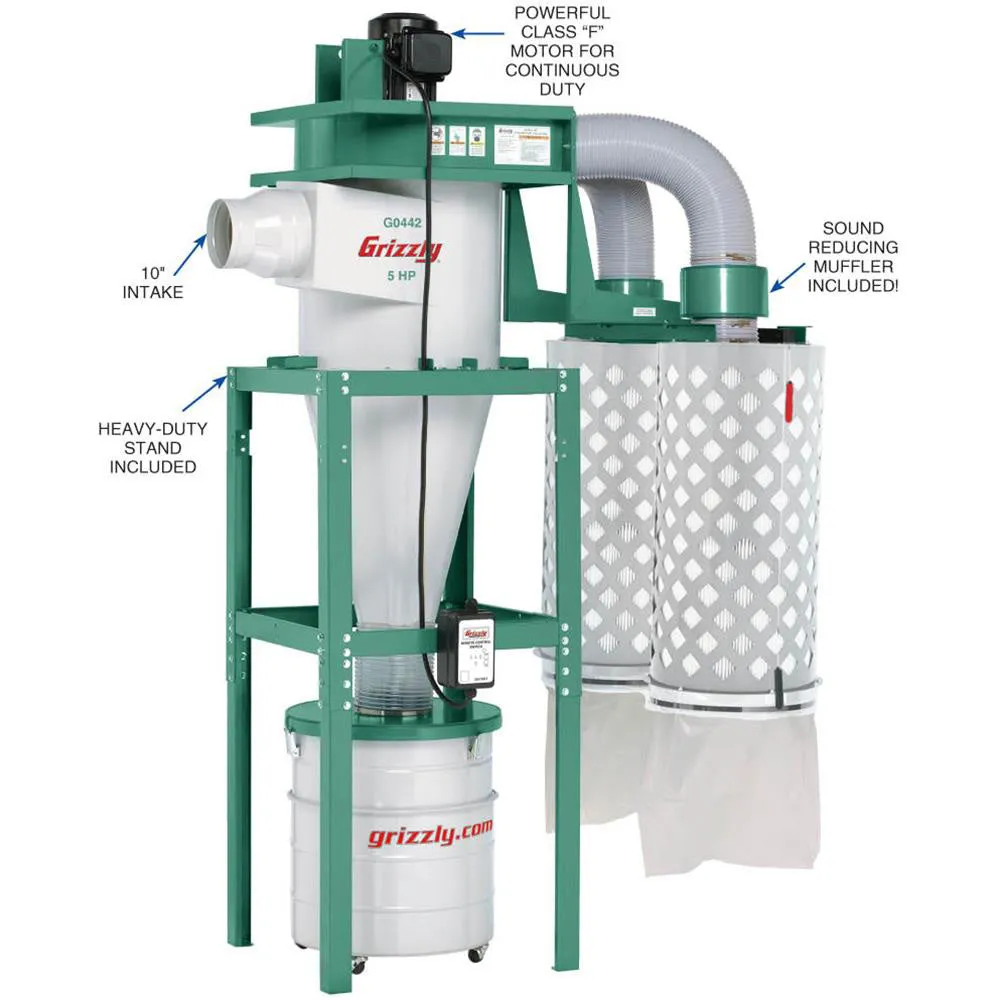 Grizzly G0442 220V 5 HP Cyclone Dust Collector