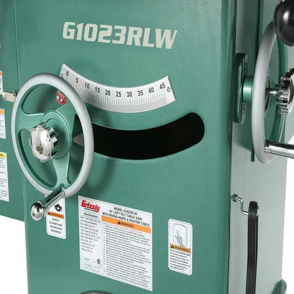 Grizzly G1023RLW 240V 10 Inch 3 HP 240V Cabinet Left-Tilting Table Saw