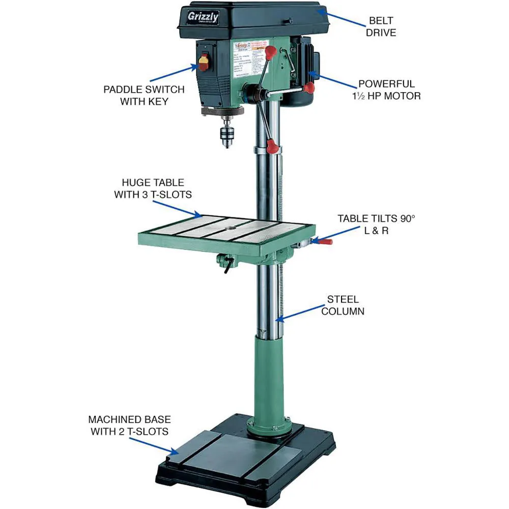 Grizzly G7948 120V/240V 20 Inch 12 Speed Floor Drill Press