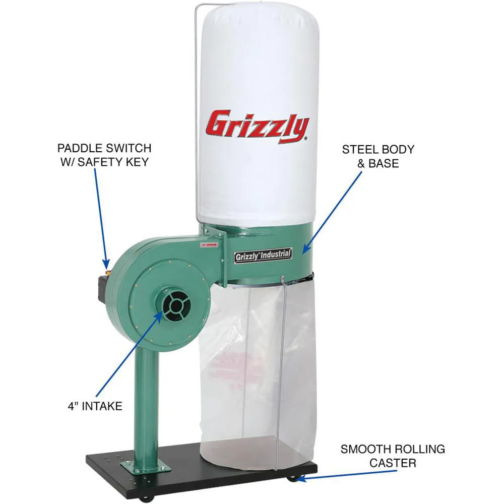 Grizzly G8027 1 HP Dust Collector