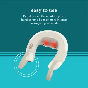 HoMedics NMS-390 Shiatsu Rechargeable Neck Massager with Heat - Cordless, Deep-Kneading Relief, Comfort-Flex Handles