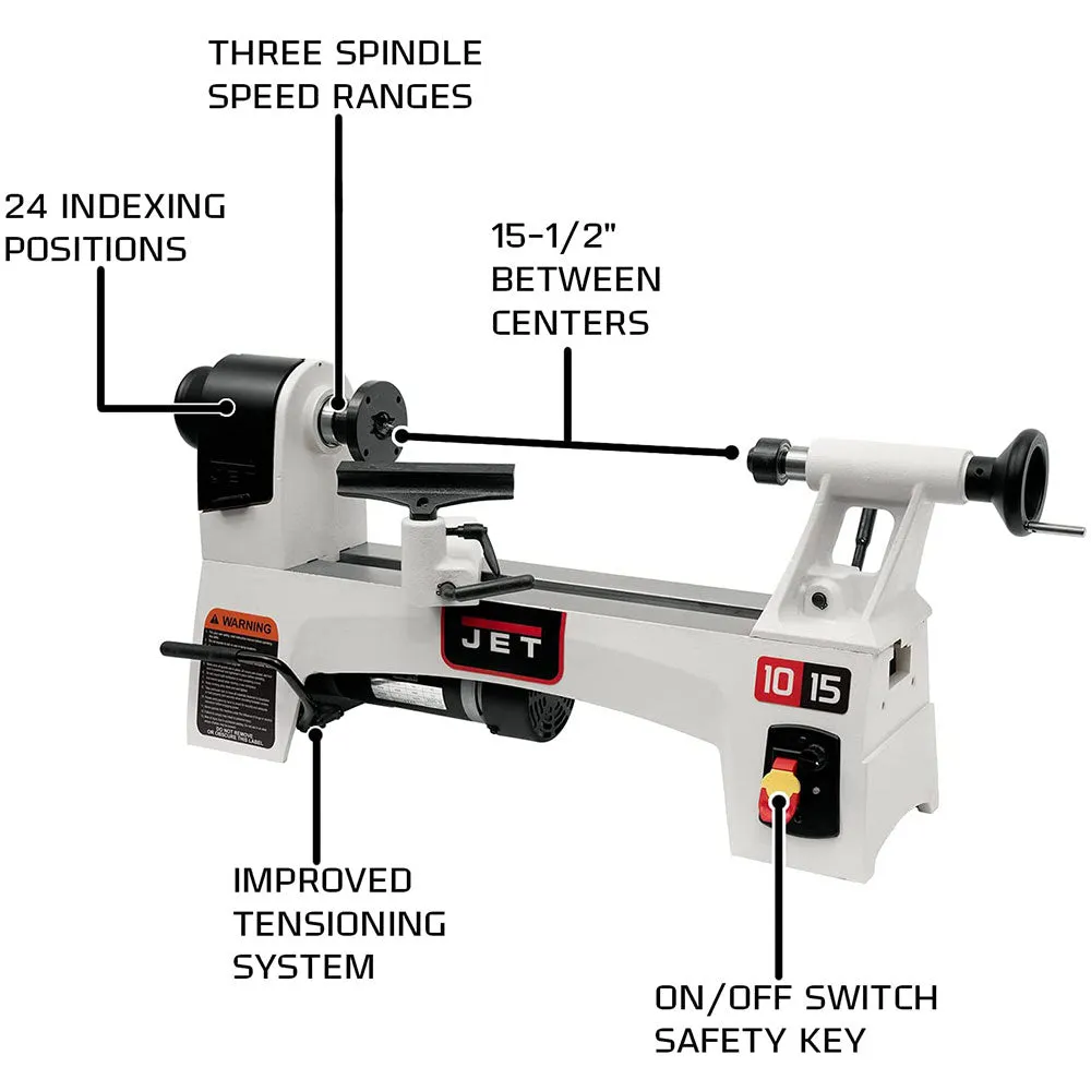 JET 719110 JWL-1015VS 10"x 15" Variable Speed Wood Lathe