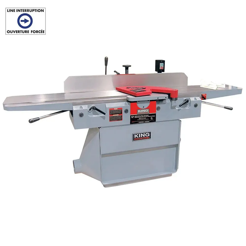 King Canada KC-125FX  -  12" INDUSTRIAL JOINTER WITH SPIRAL CUTTERHEAD (220V