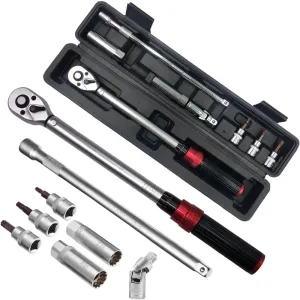 King Finger KFTW-8PCS 8PCS Magnetic Torque Wrench Set 3/8-Inch Drive Click Torque Wrench with Storage Box and Extension Bar for Vehicle Maintenance (10-60 N.m)