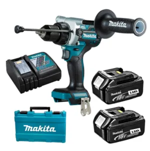 Makita 18V Bl 13mm Cordless Hammer Driver Drill Come With 2 x 3.0Ah Batteries x 1 Chargers  | Model : M-DHP486RFE