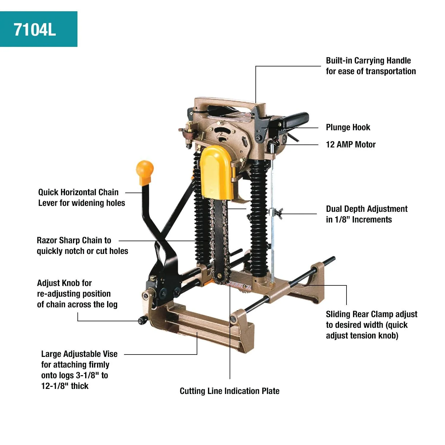 Makita 7104L Powerful 12 Amp Motor Extremely Portable Chain Mortiser