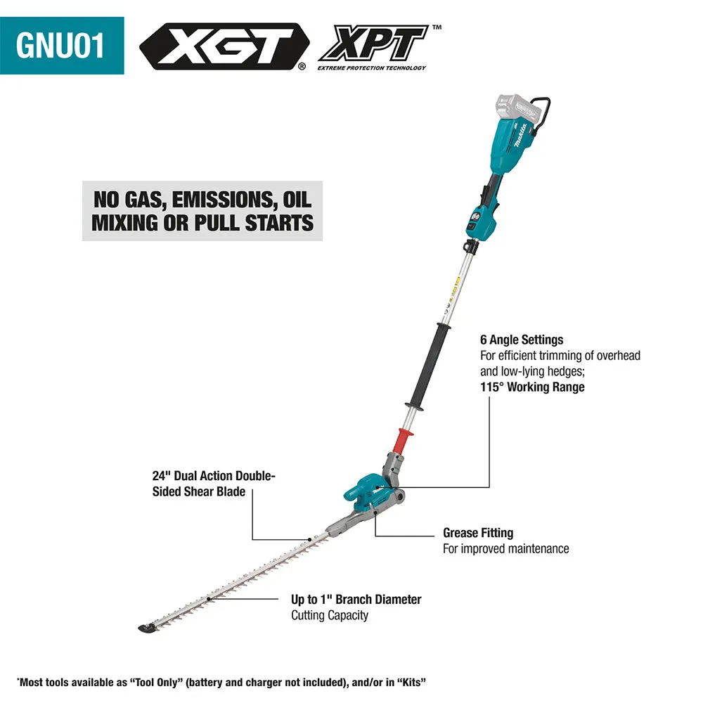 Makita GNU01T 40V max XGT Brushless 24" Articulating Pole Hedge Trimmer Kit 5AH