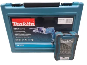 Makita HP2070 Hammer Drill Come with Metal drill Set M-force 19 pcs  (D-67583)  | Model: M-HP2070