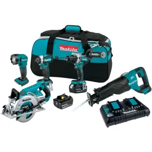 Makita XT507PT 18V LXT Li-Ion Brushless Cordless 5 Tool Combo  5.0 Ah Kit