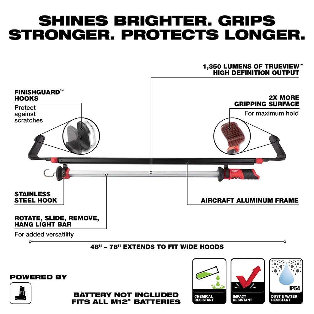 Milwaukee 2125-20 M12 12V 1,350-Lumen LED Underhood Light - Bare Tool