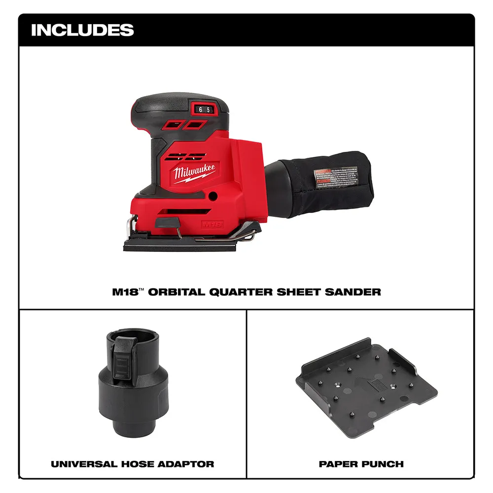 Milwaukee 2649-80 M18 18V 1/4" Cordless Orbital Sheet Sander - Bare Tool
