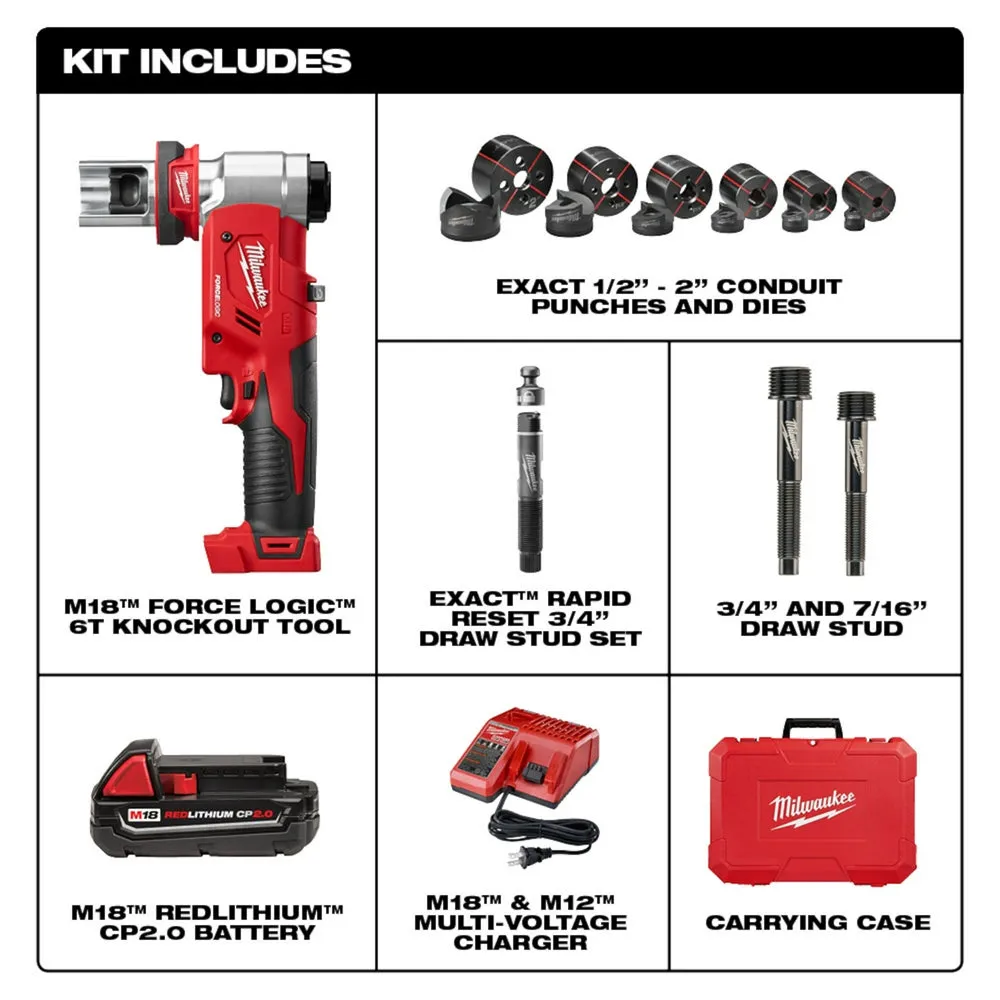 Milwaukee 2677-81 M18 18V FORCE LOGIC 6T Knockout Tool Kit - Recon