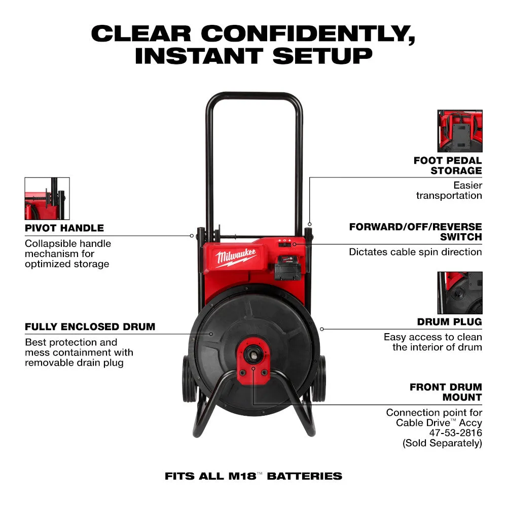 Milwaukee 2817A-21 M18 Li-Ion Cordless Drum Machine w/ 3/8" Cable