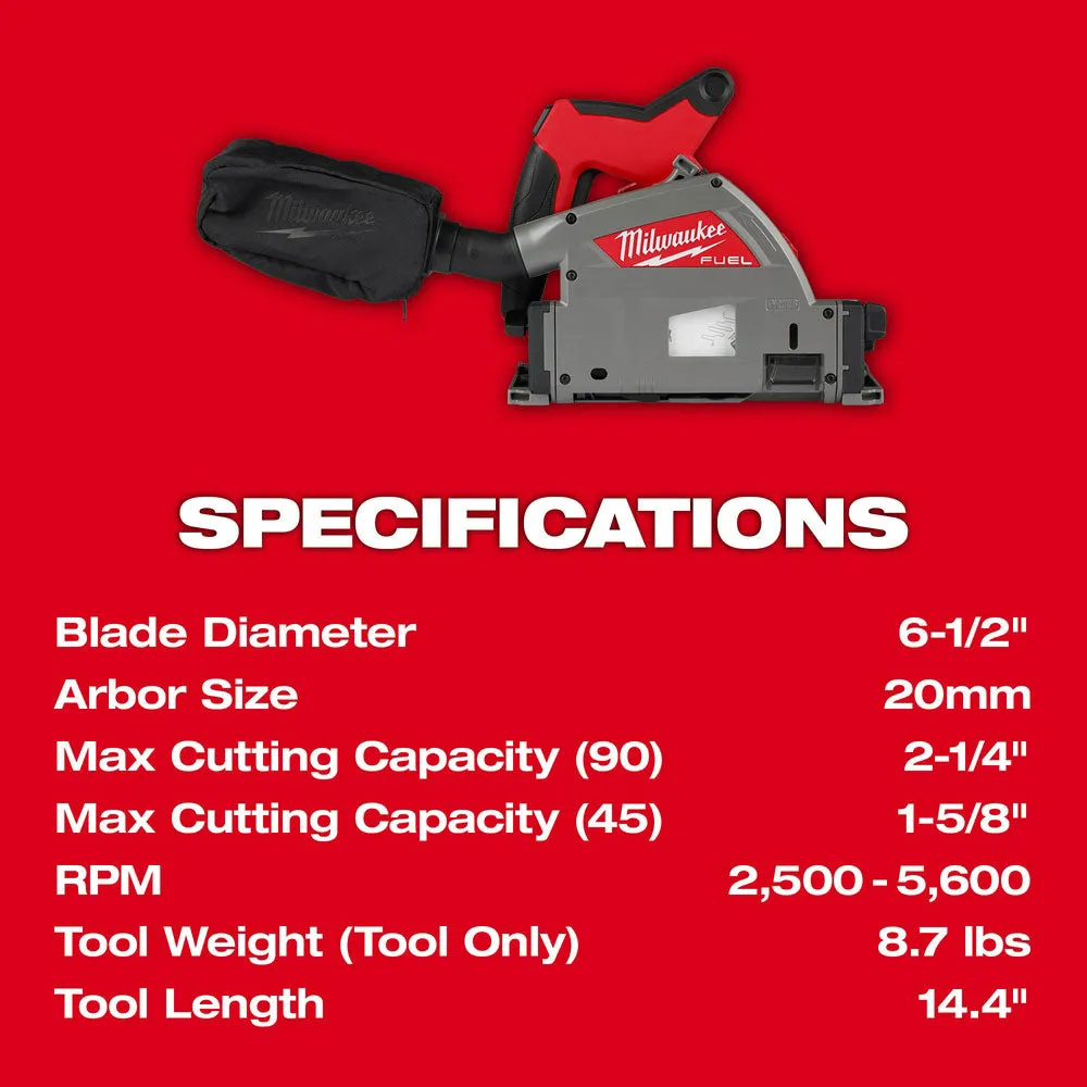 Milwaukee 2831-21TB M18 FUEL 18V Track Saw Kit w/ 55" Track Saw Guide and Blade