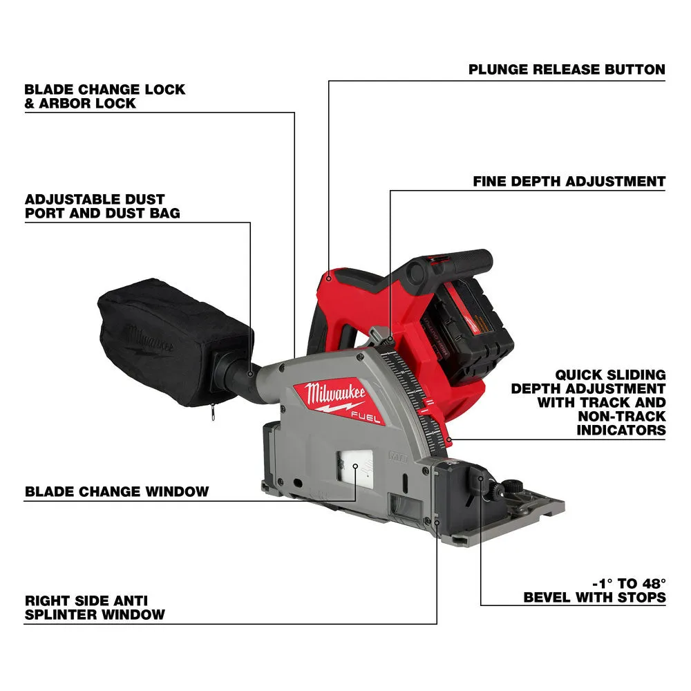 Milwaukee 2831-21TB M18 FUEL 18V Track Saw Kit w/ 55" Track Saw Guide and Blade