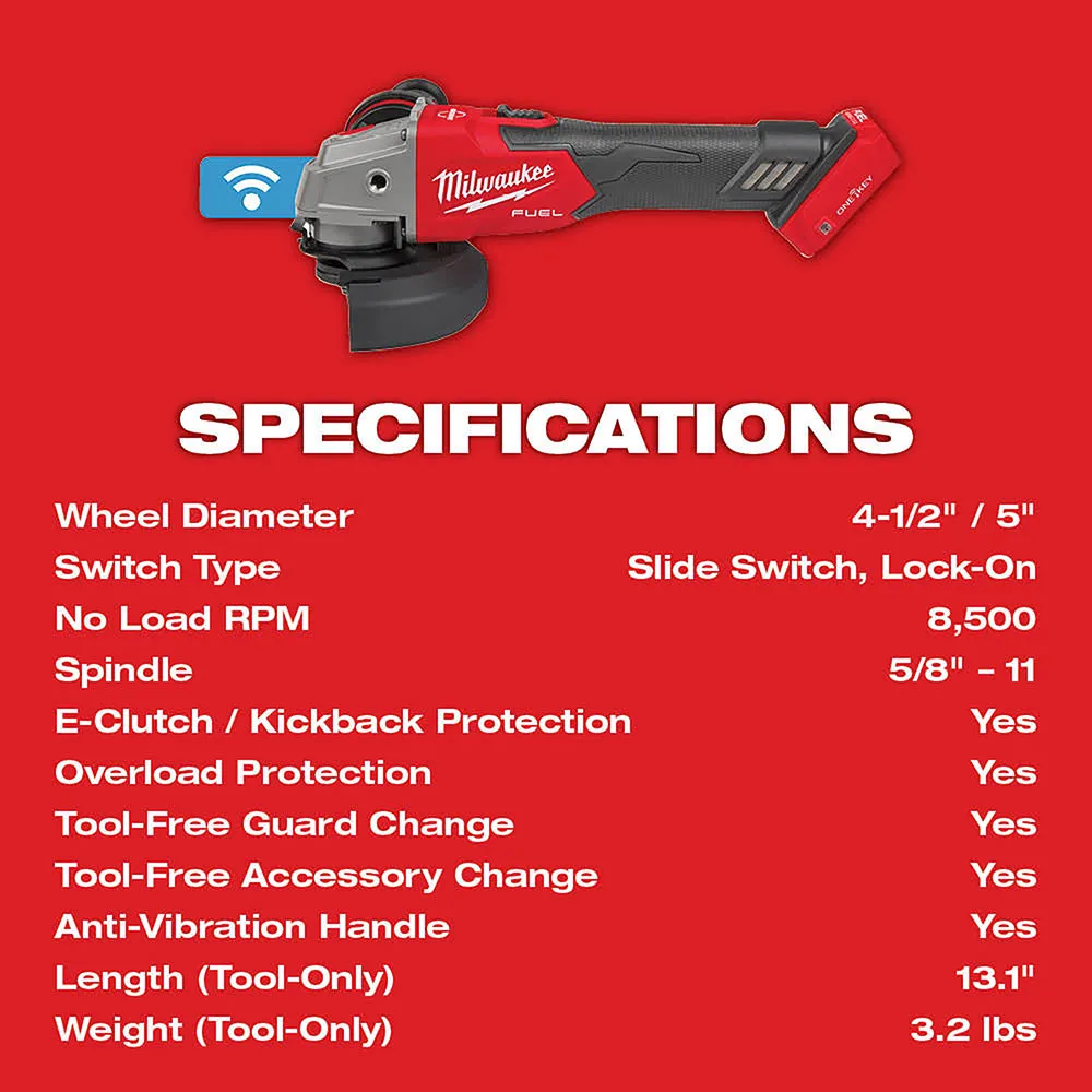 Milwaukee 2883-20 M18 FUEL 18V Slide Braking Grinder w/ Slide Switch - Bare Tool