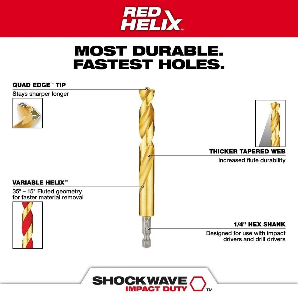 Milwaukee 48-89-4672 - SHOCKWAVE Impact Duty™ RED HELIX™ Titanium Drill Bit Set - 29PC