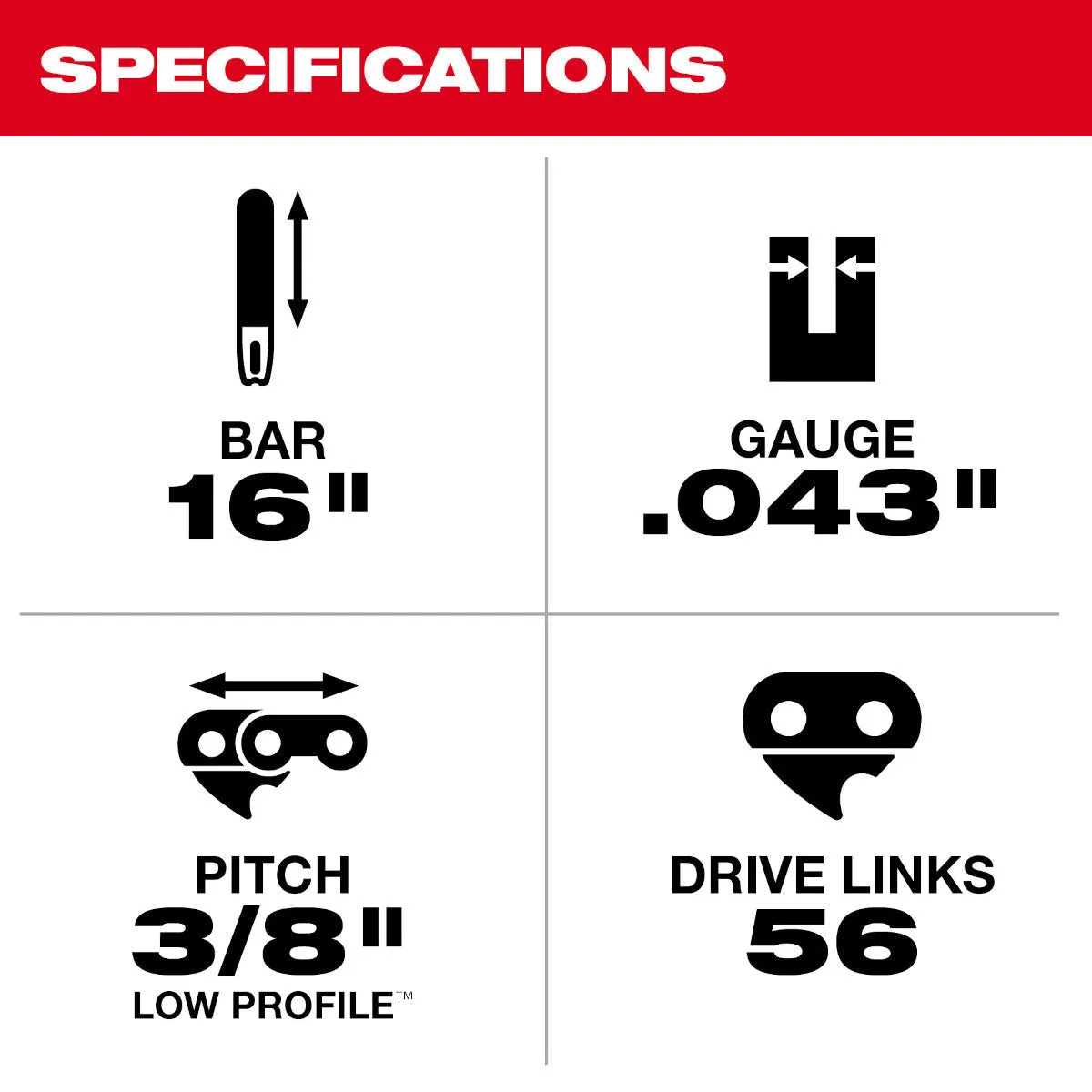 Milwaukee 49-16-2715 - 16 in. Replacement Chainsaw Chain