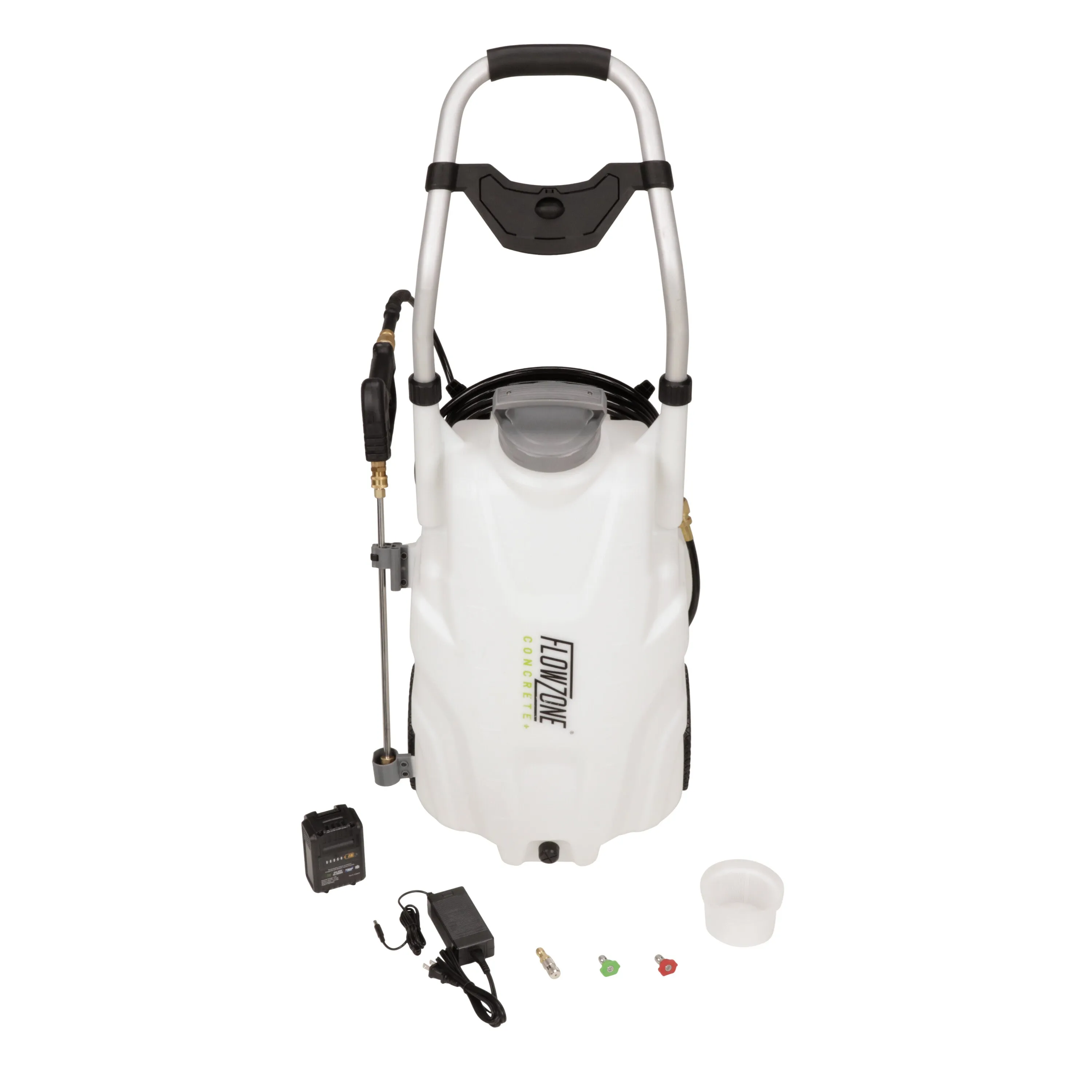 [REFURBISHED] Concrete  Monsoon 2.5 5-Position Variable Pressure Battery Rolling Sprayer (9-Gallon)