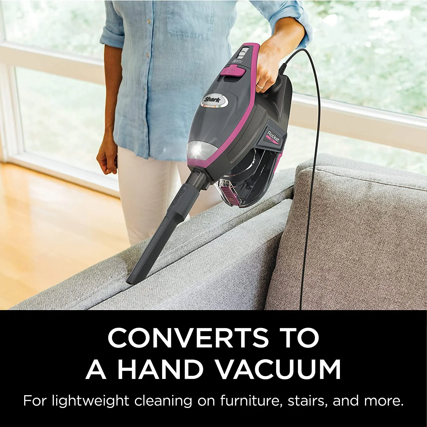 Shark HV371 Rocket Pro DLX Corded Stick Removable Bristle Brushroll Hand Vacuum